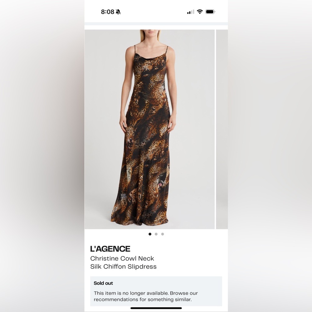 L'AGENCE Christine Cowl Neck Silk Chiffon Slipdress